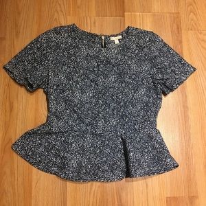 GAP Blue Speckled Peplum Top Size 2